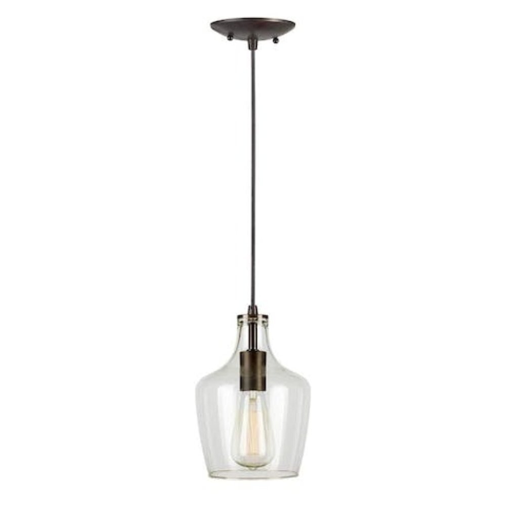 Forte  2679-01-55 9 One Light Cord-Hung Glass Mini Pendant, Brushed Nickel